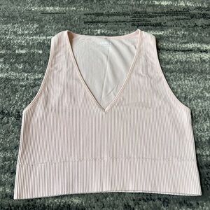 GARAGE Thick Ribbed Deep V Cropped Tank